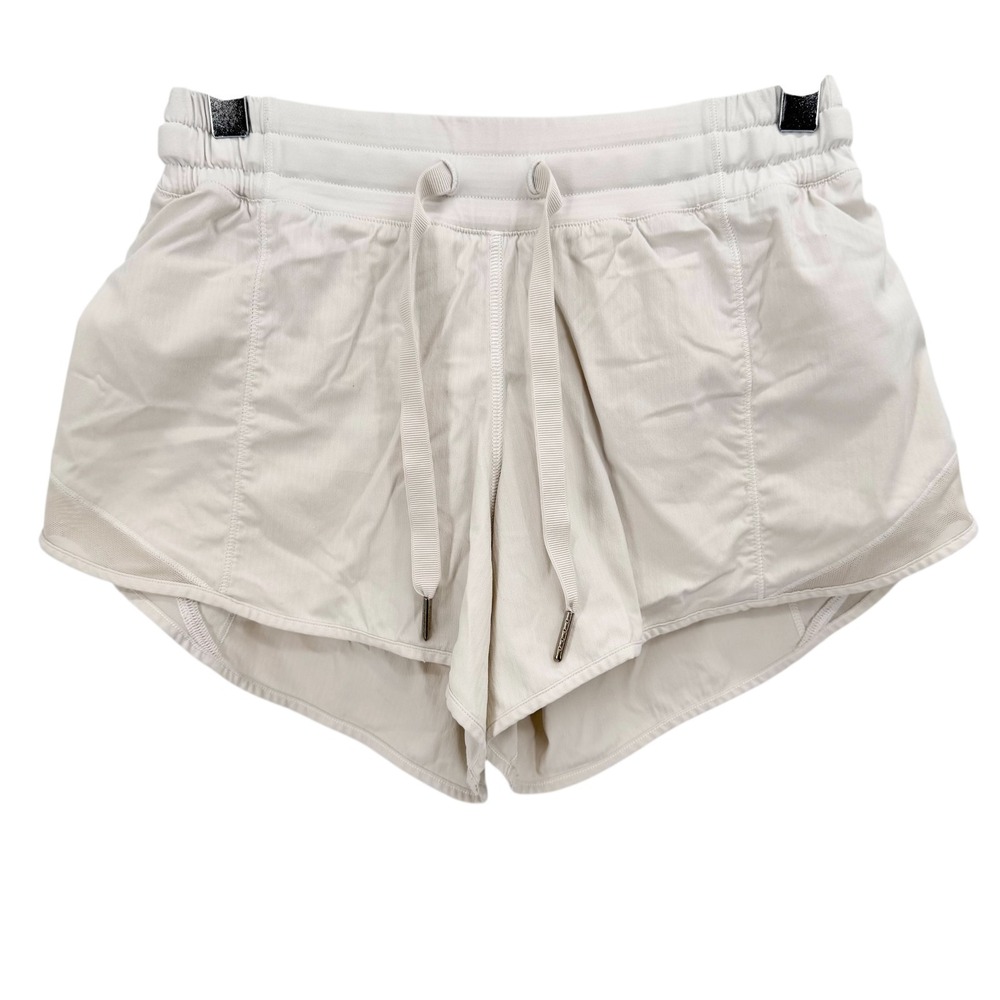 Lululemon Hotty Hot Shorts Size 4 White Drawstring Waist Lined Running Gym